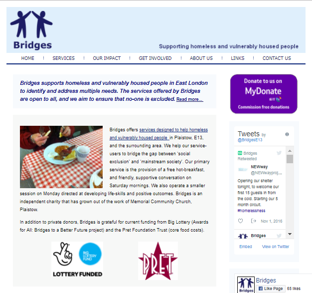 bridges homeless support website